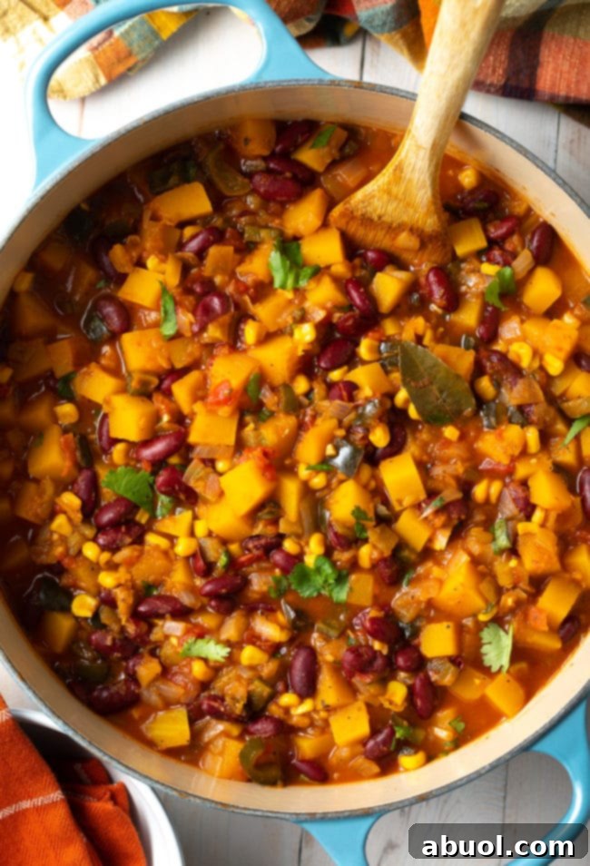 Butternut squash chili recipe - Vegetarian - in pot!