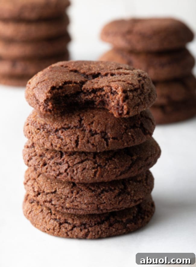 Chocolate Snickerdoodles Recipe stacked high on the counter