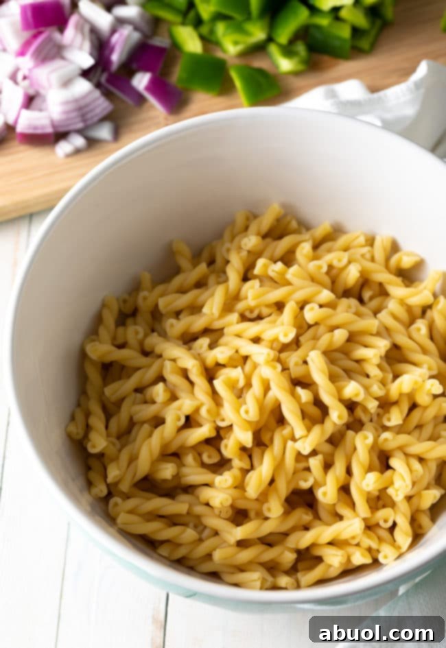 Vibrant Mediterranean pasta salad with fresh ingredients