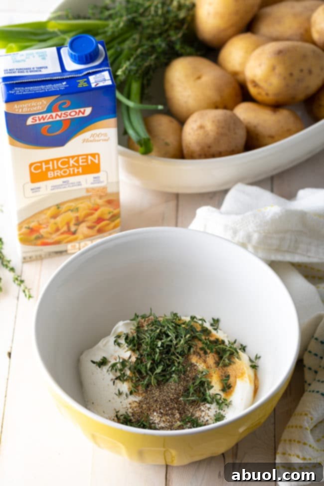 All the fresh ingredients laid out for making Cheesy Scalloped Potatoes.