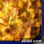 Fluffy Strata Recipe (Overnight Breakfast Casserole) with eggs, ham, and cheese