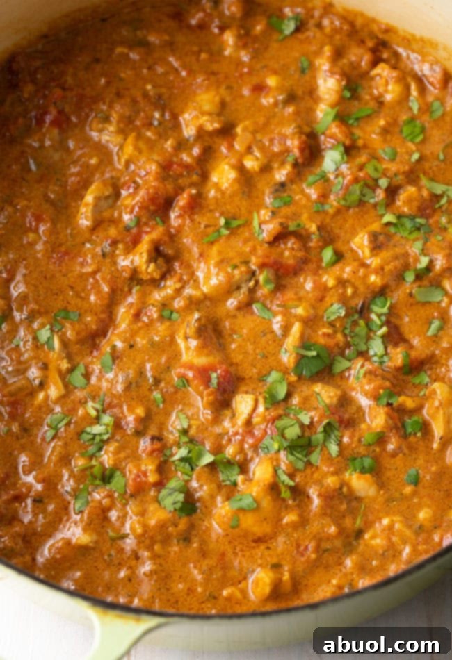Fiery South Indian Chicken Curry 10 Chicken simmering in Madras Curry sauce