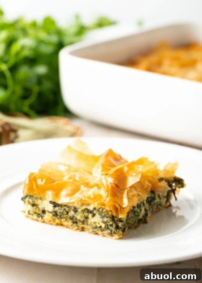 Single serving of this spinach pie on a plate