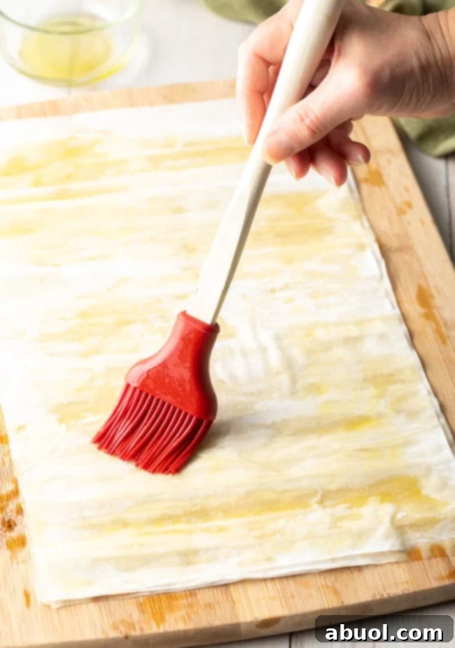 Brushing Filo Sheets