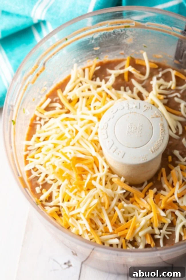 Bean dip after blending, ready to serve.