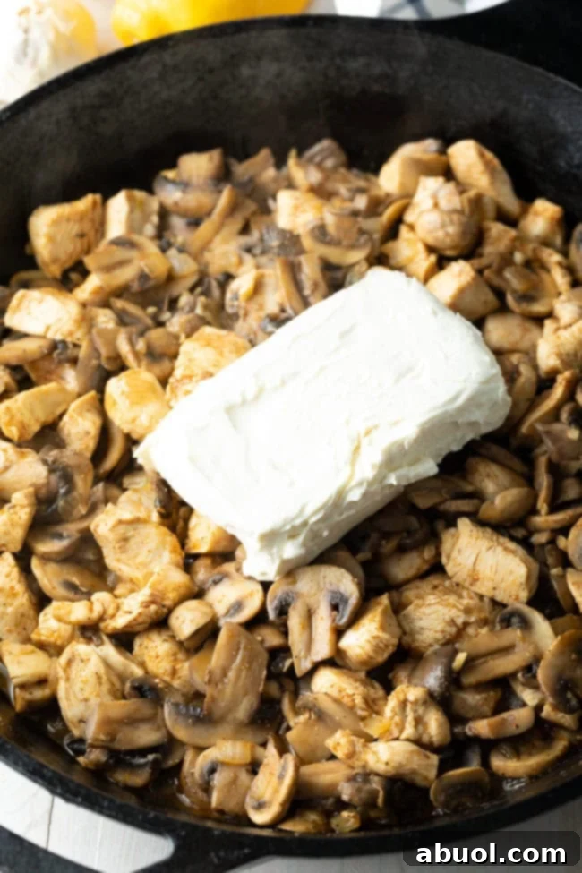 Cream Cheese with Mushrooms and Chicken