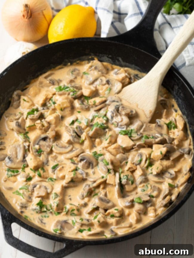 mushrooms, chicken and creamy sauce