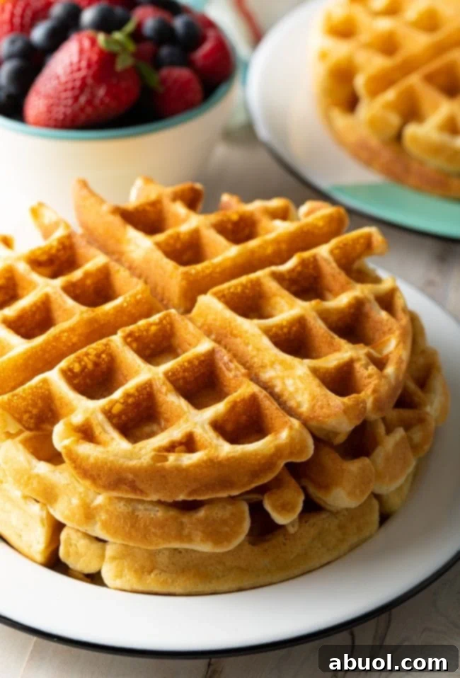 A perfectly cooked, golden-brown waffle being carefully removed from the waffle maker, showcasing its crisp texture.