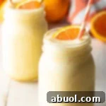 Small image of Orange Julius smoothie in a jar.