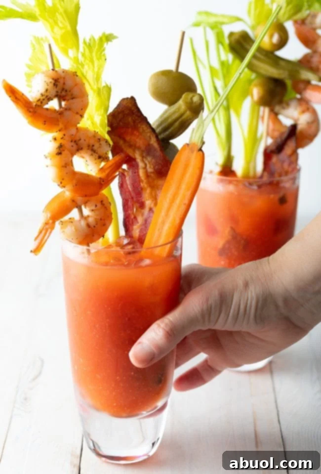 virgin bloody marys with lots of toppings. 
