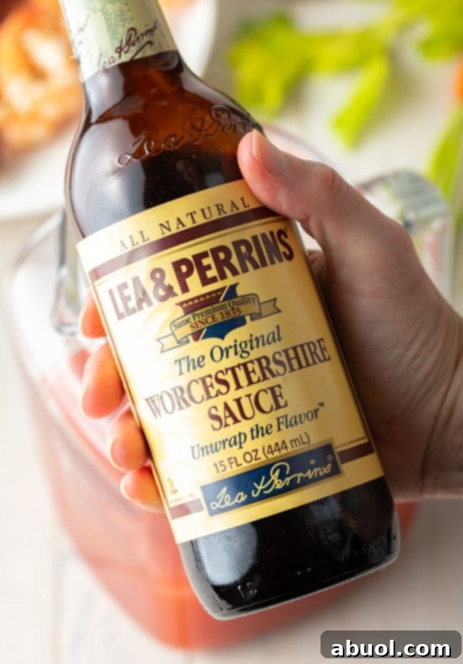 Closeup of Worcestershire sauce. 
