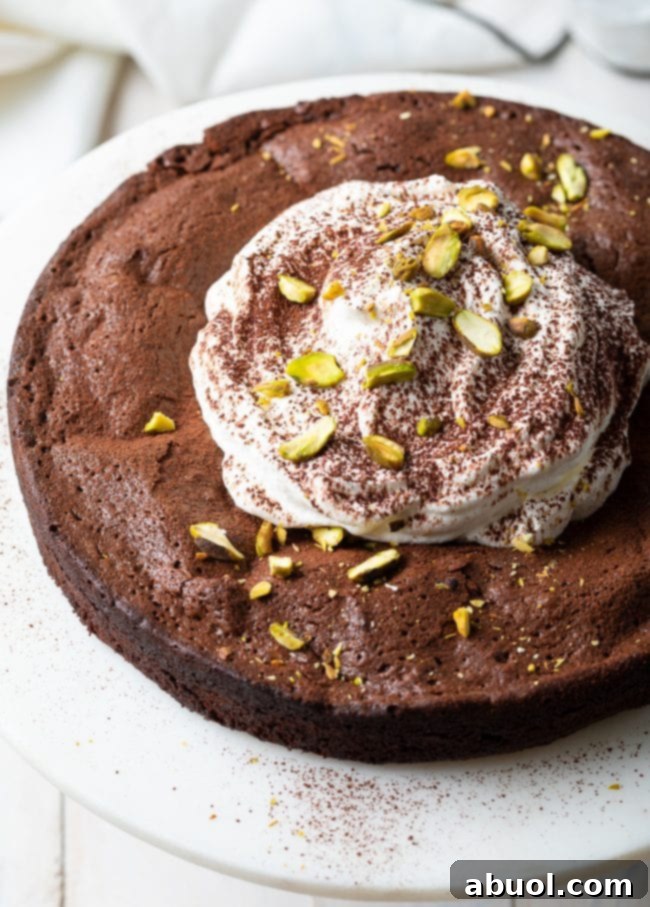 gluten free dessert - brownie cake on stand