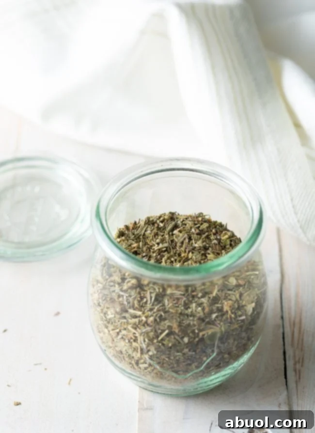 Assorted dried herbs that make up Italian seasoning