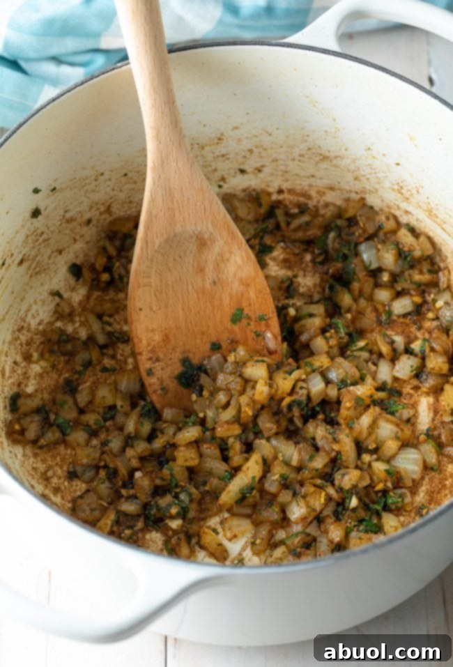 onions and seasonings in large pot