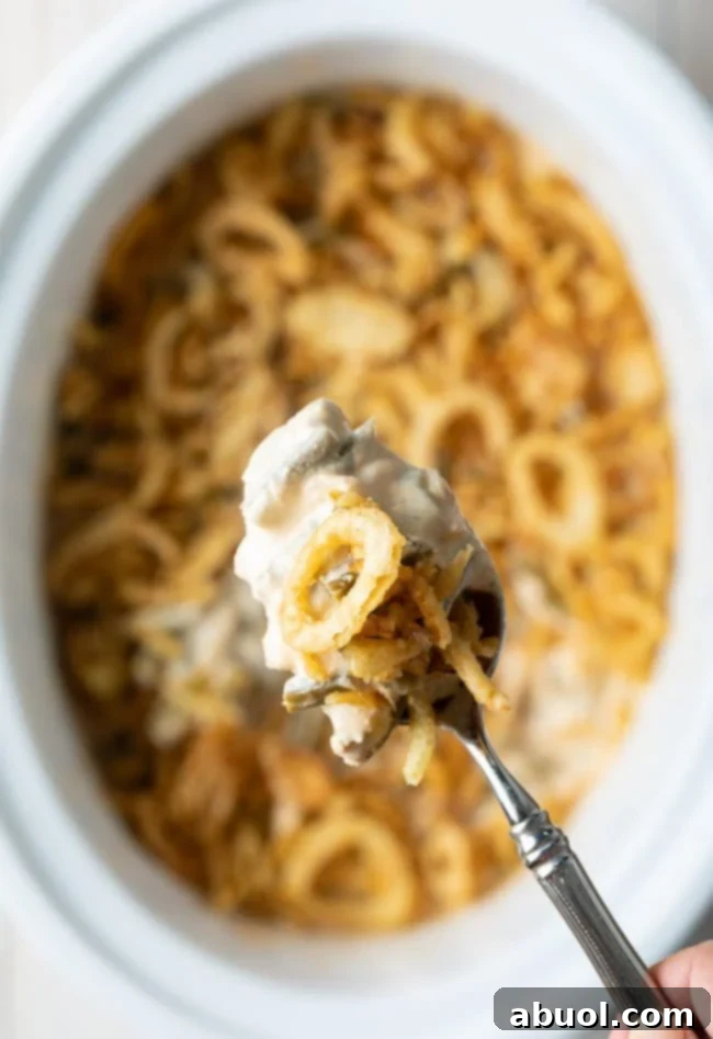 green bean casserole with cream cheese from scratch in the crockpot