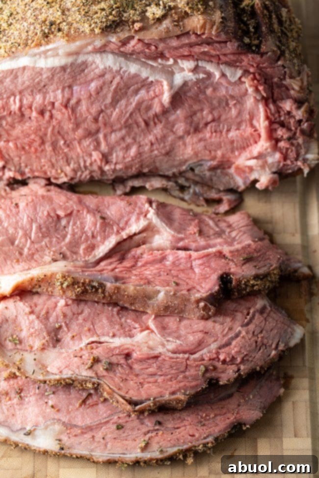 Smoked Prime Rib Perfection 8 cut smoked beef prime rib au jus made in a Traeger smoker