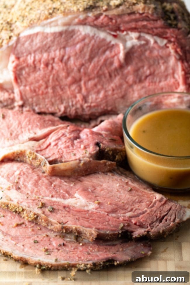 Smoked Prime Rib Perfection 10 prime rib made in the smoker with a side of au jus beef gravy