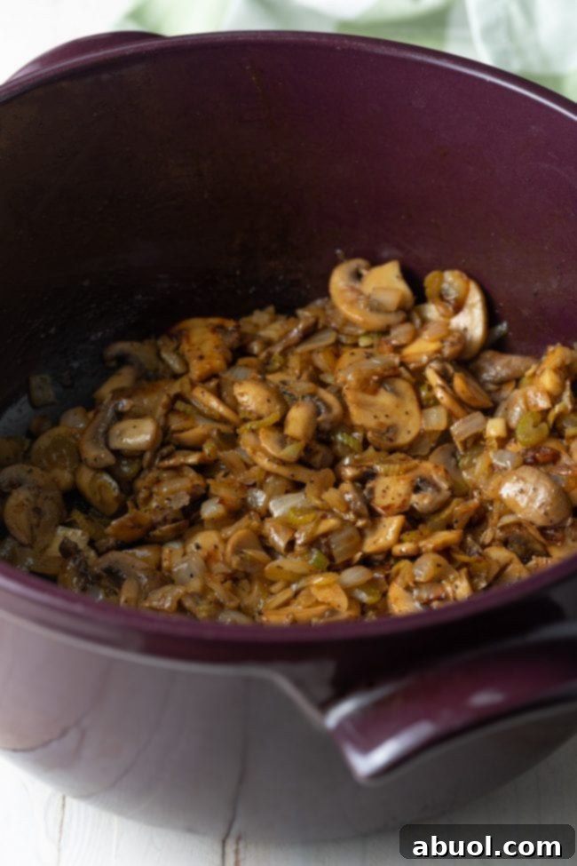 mushrooms and onions in pot
