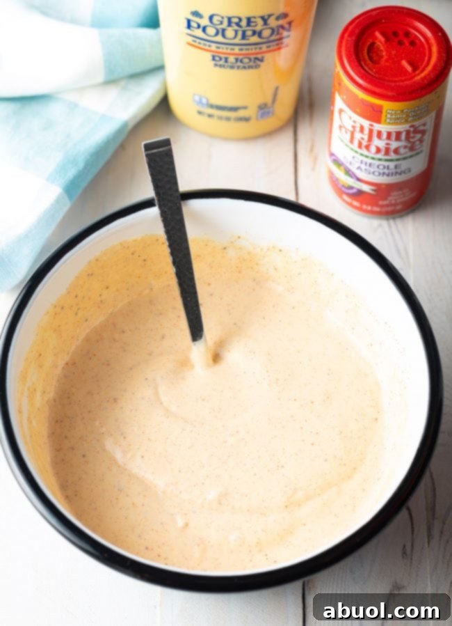 Remoulade sauce after being mixed in a bowl. 