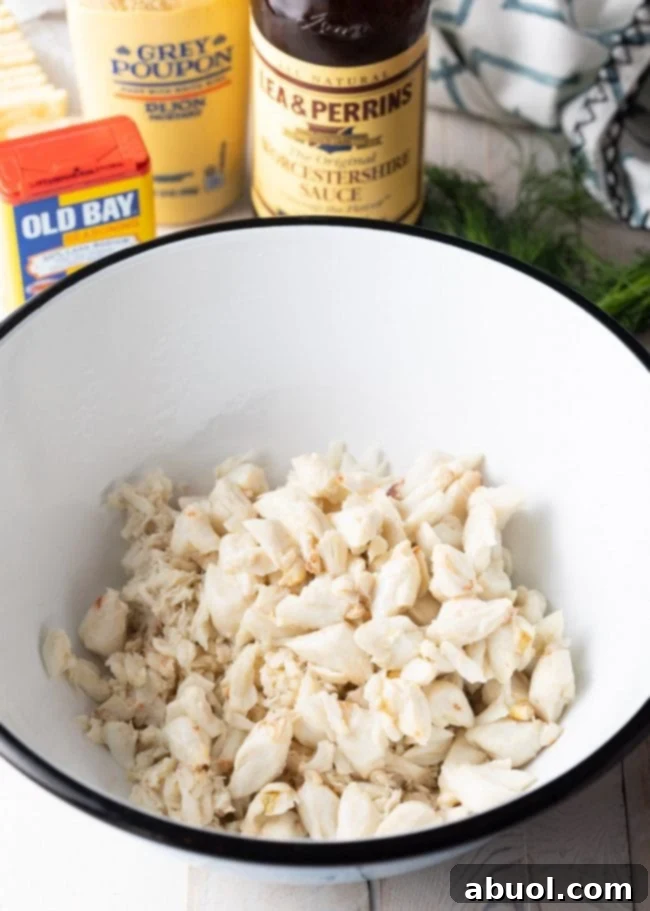 Bowl loaded with fresh crab meat.