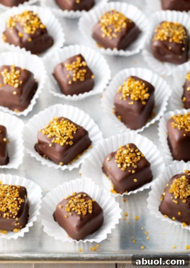 Decadent Chocolate Petit Fours 12 Chocolate Petit Fours on tray with gold sprinkles