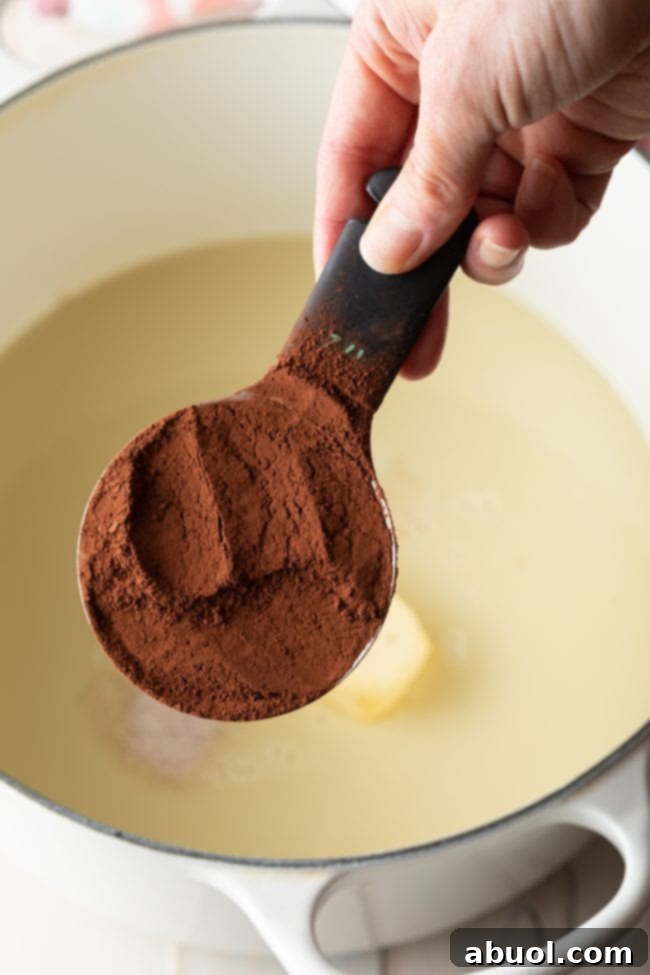 cocoa powder, condensed milk, and butter