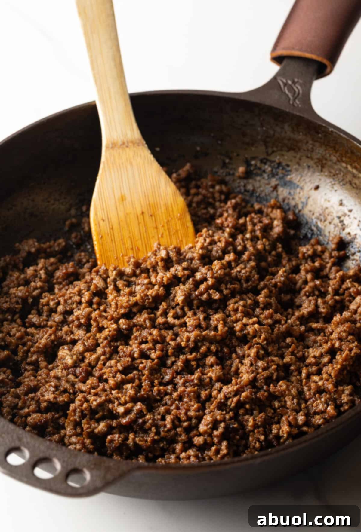 Cooking ground beef in a skillet