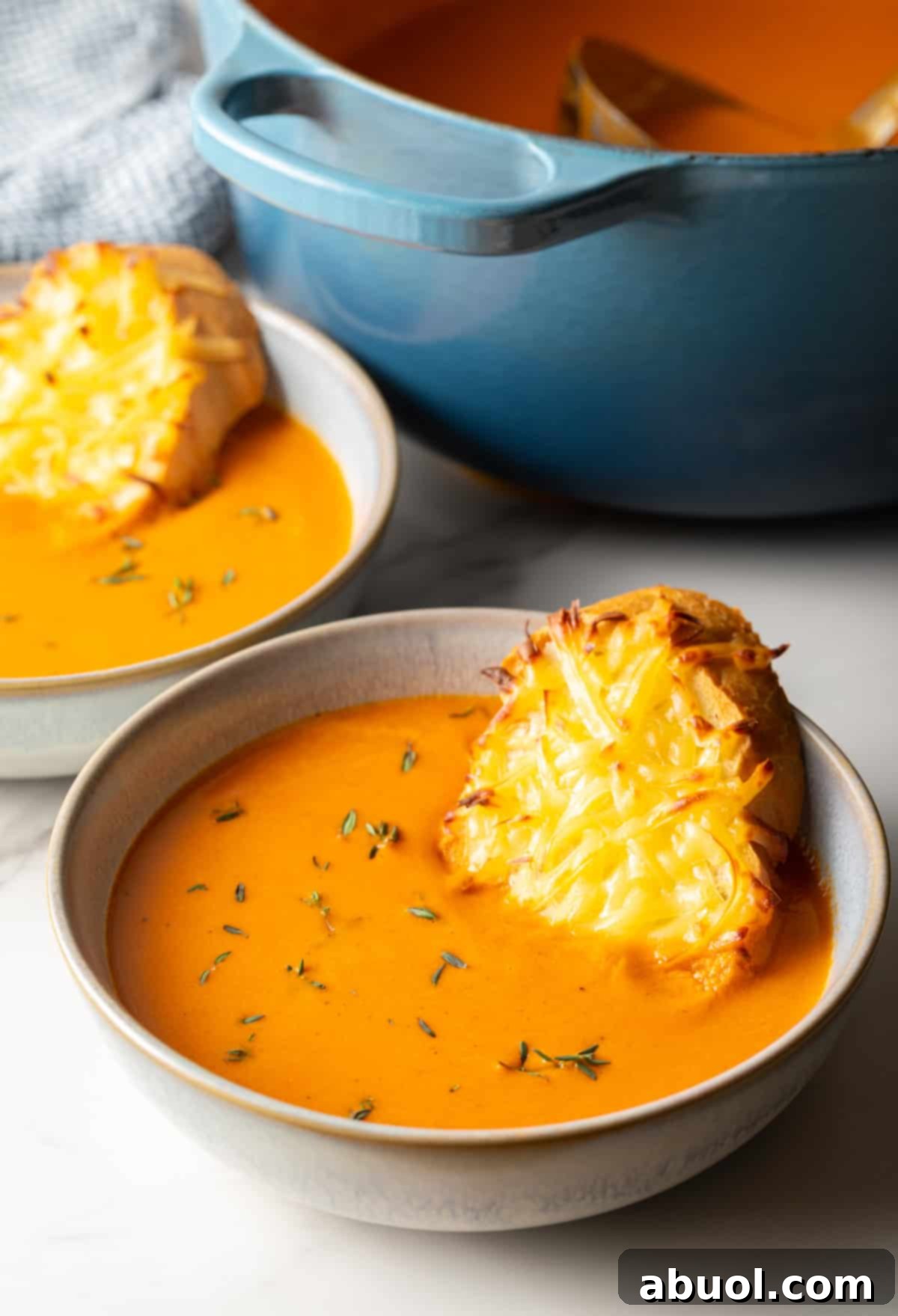 Another delicious bowl of red pepper gouda soup