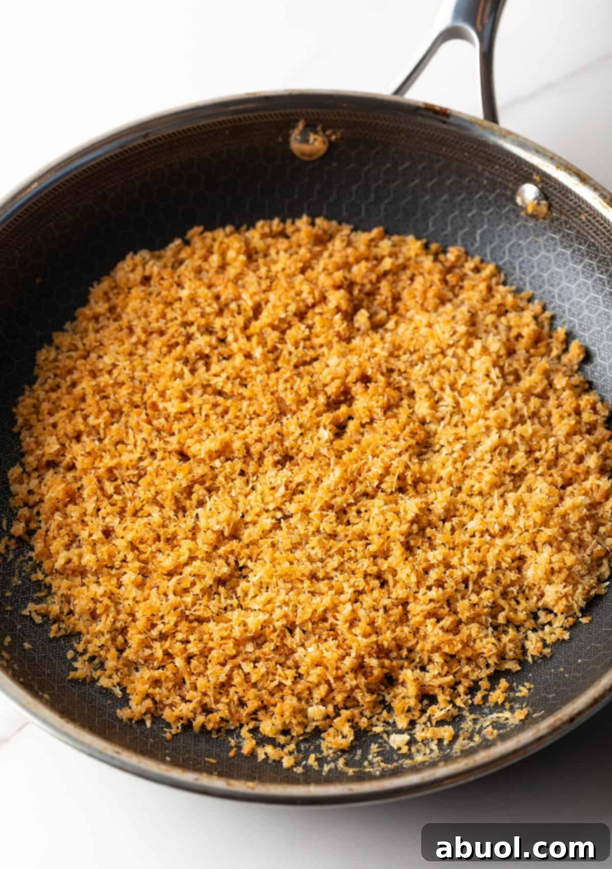 Toasting breadcrumbs in a skillet