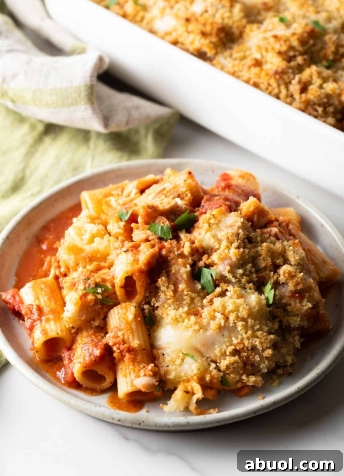 Close-up of Chicken Parmesan Casserole