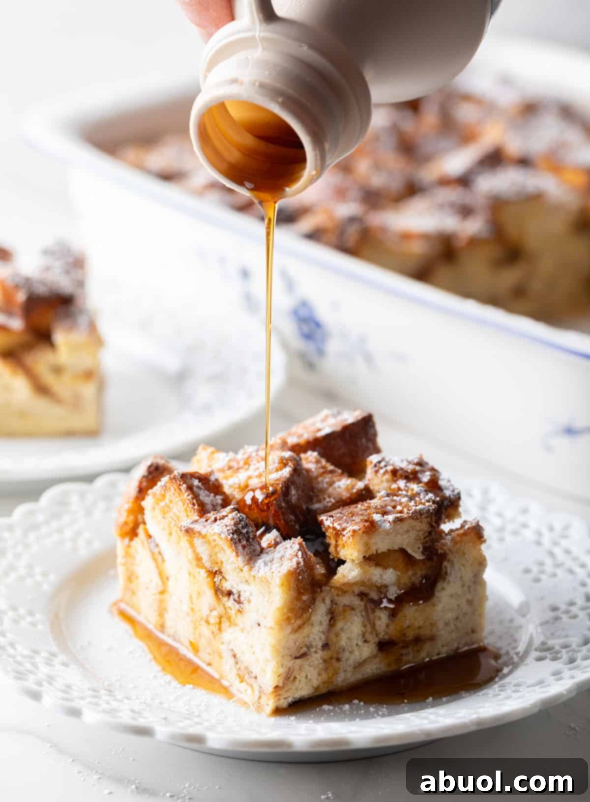 Syrup Drizzled on French Toast Casserole