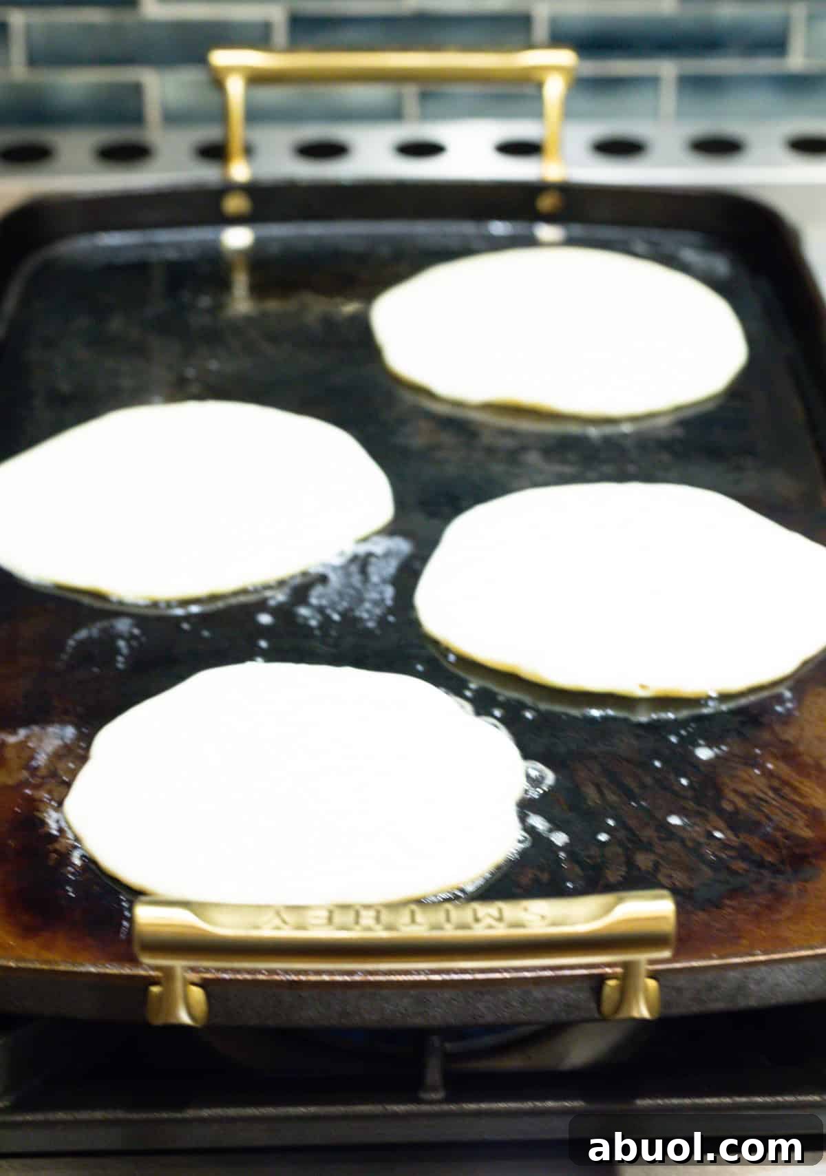 hotcakes on a hot griddle
